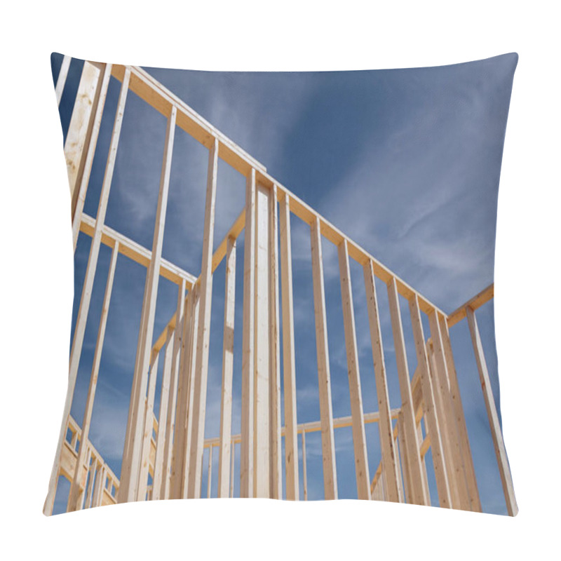 Personality  Construction Frame House Of Wooden Beam Stick Framework On New Build Home Pillow Covers