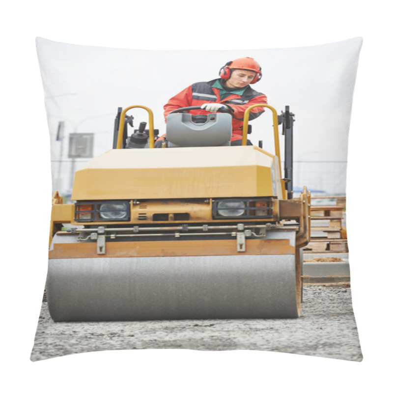 Personality  Compactor Roller At Road Work Pillow Covers