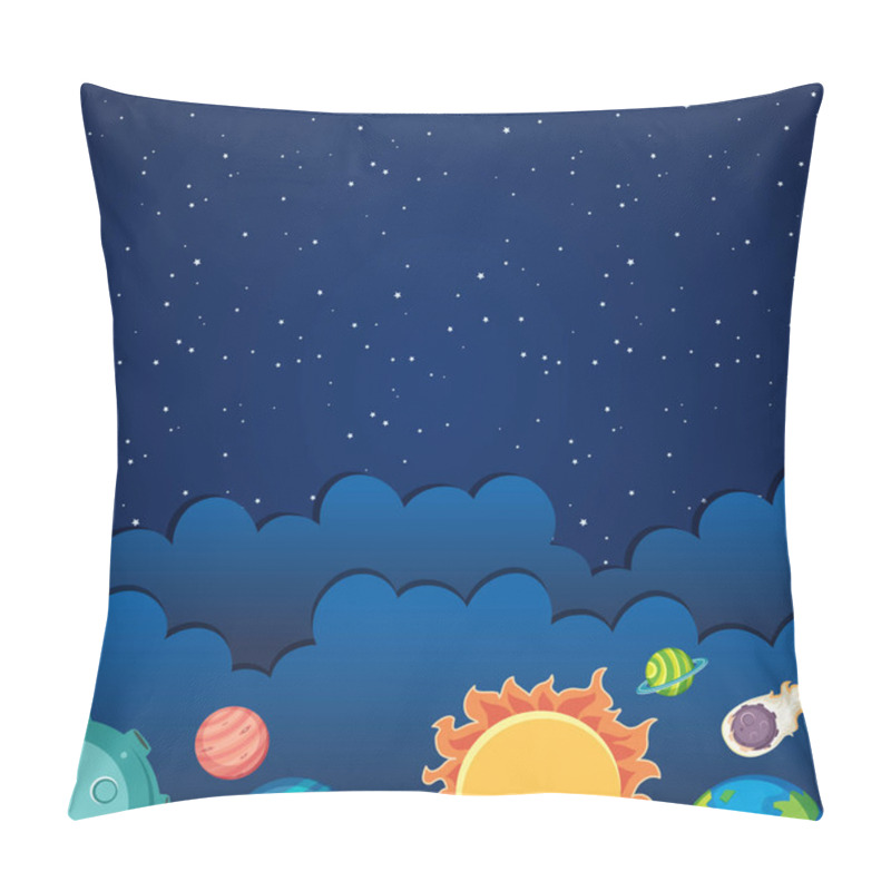 Personality  Background Template Design With Solar System Theme Illustration Pillow Covers