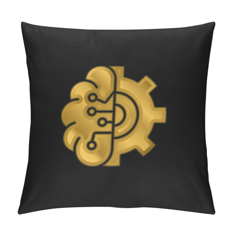 Personality  Artificial Intelligence Gold Plated Metalic Icon Or Logo Vector Pillow Covers