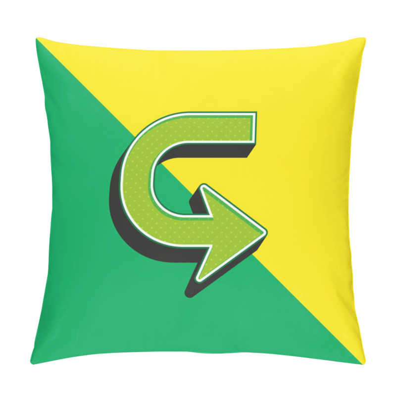 Personality  Arrow In U Shape To Turn Green And Yellow Modern 3d Vector Icon Logo Pillow Covers