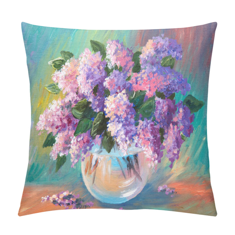 Personality  Oil Painting Of Spring Lilac  In A Vase On Canvas, Artwork Pillow Covers