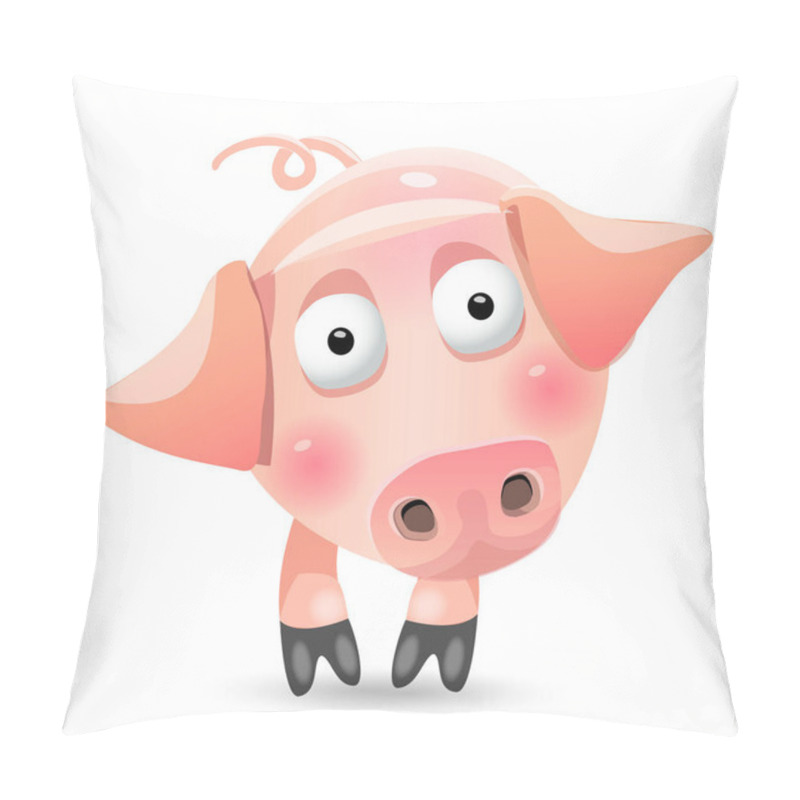 Personality  Cute Cartoon Skinny Pig Game Character. Vector Illustration, Clip Art, Isolated On White Background Pillow Covers