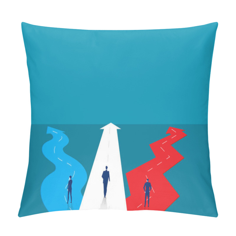 Personality  Businessman Standing For Choose A Way.  Business Success Concept. Vector Illustration. Pillow Covers