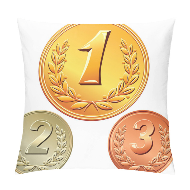 Personality  Vector Set Of Gold, Silver And Bronze Medals For First, Second, Pillow Covers