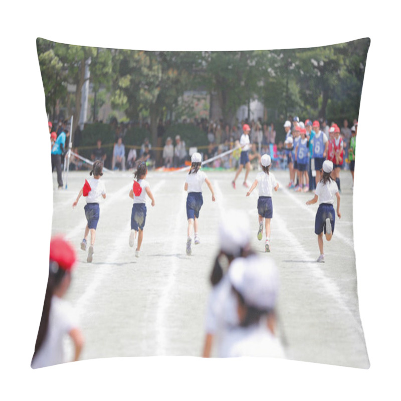 Personality  Snapshot Of An Athletic Meet Held At An Elementary School In Japan Pillow Covers