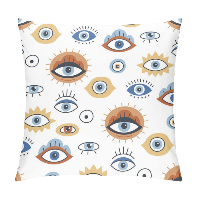 Personality  Seamless Pattern Design With Evil Eye. Pillow Covers