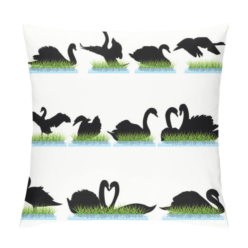 Personality  12 Swans Silhouettes Set Pillow Covers