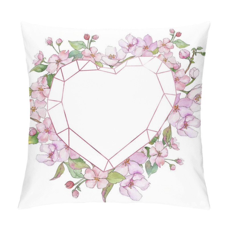 Personality  Pink Cherry Blossoms. Floral Botanical Flower. Frame Border Ornament Square. Pillow Covers