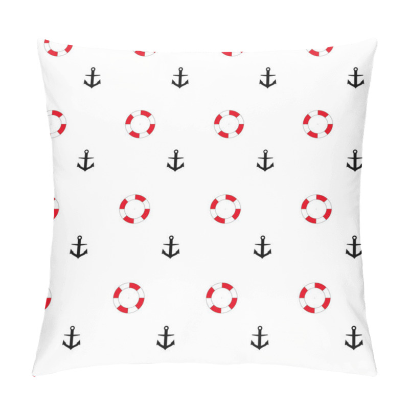 Personality  Seamless Pattern: Isolated Anchors And Lifebuoy On A White Background. Vector. Illustration Pillow Covers