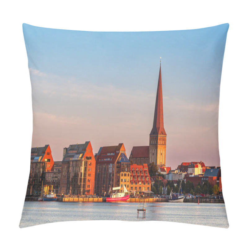 Personality  View Over The River Warnow To The City Of Rostock, Germany. Pillow Covers