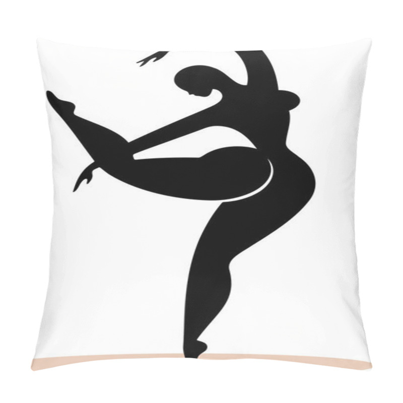 Personality  Graceful Female Dancer Silhouette Performing Modern Vector Art Expression Pillow Covers