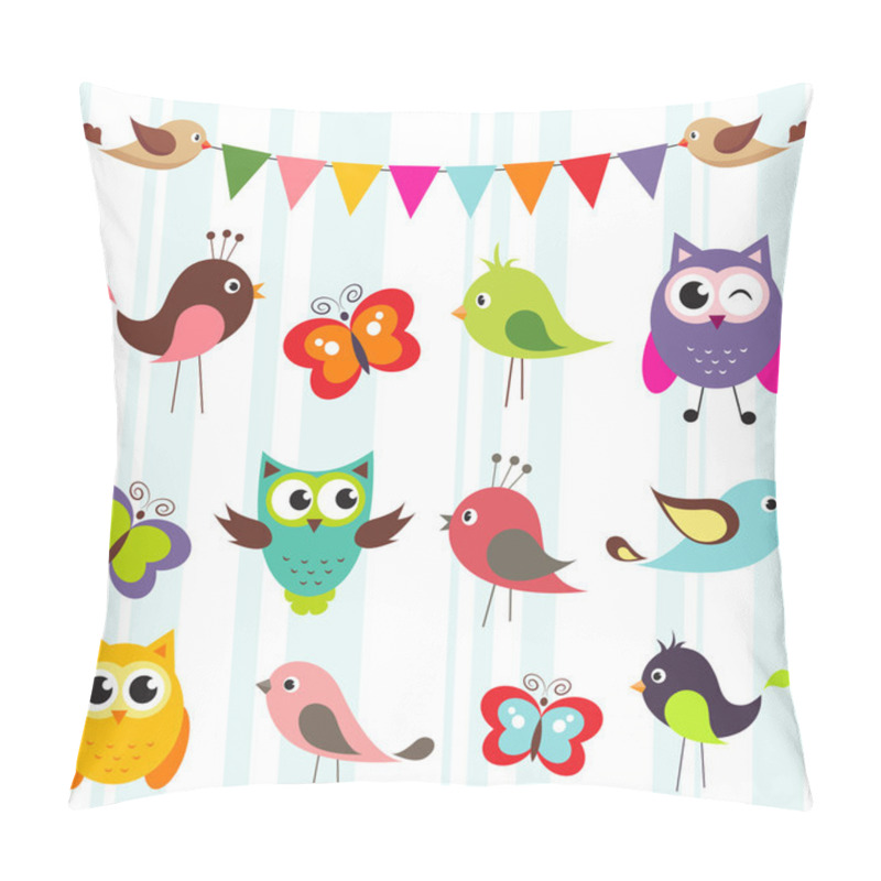 Personality  Set Of Cute Birds And Butterflies Pillow Covers