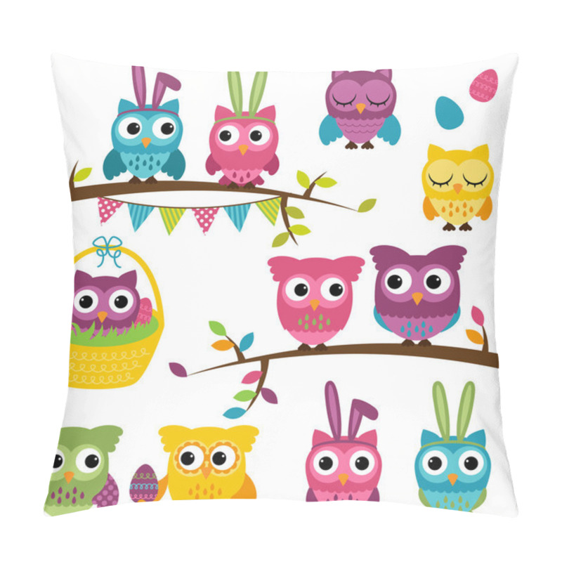 Personality  Vector Collection Of Easter And Spring Themed Owls Pillow Covers