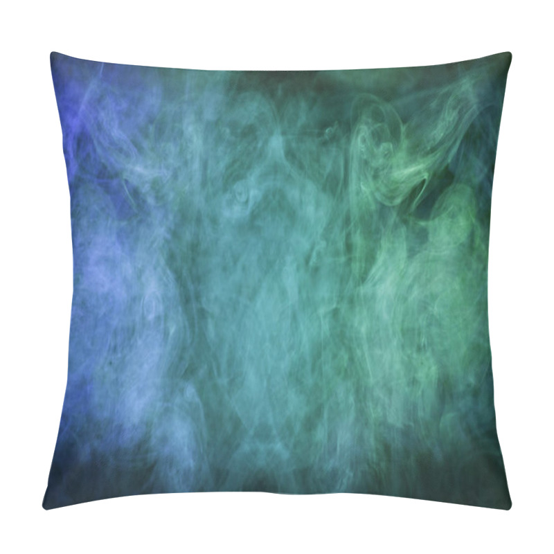 Personality  Colorful Green And Blue  Smoke  On A Black Isolated Background. Background From The Smoke Of Vap Pillow Covers