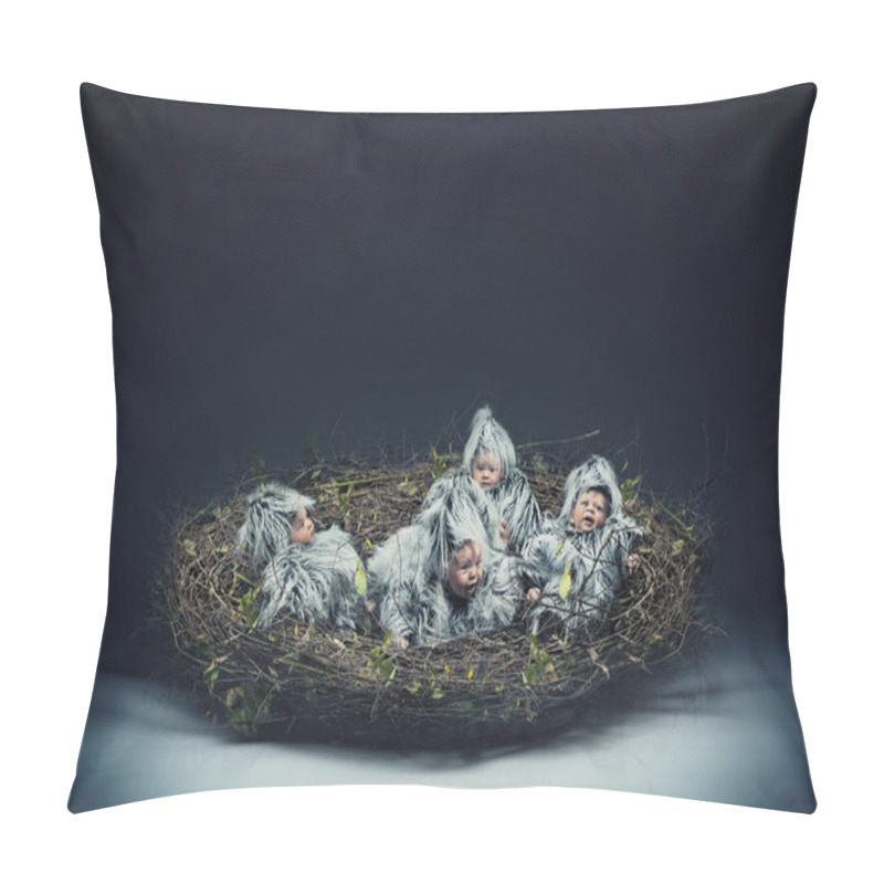 Personality  Conceptual Photo Of A Nestling Child Pillow Covers