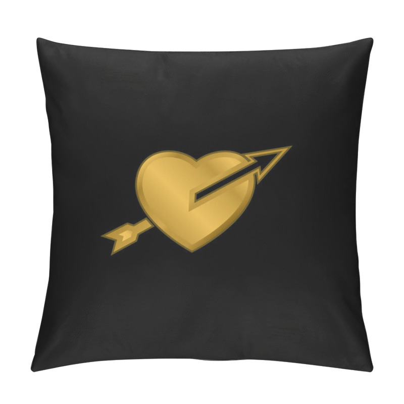 Personality  Arrow Straight To The Heart Gold Plated Metalic Icon Or Logo Vector Pillow Covers