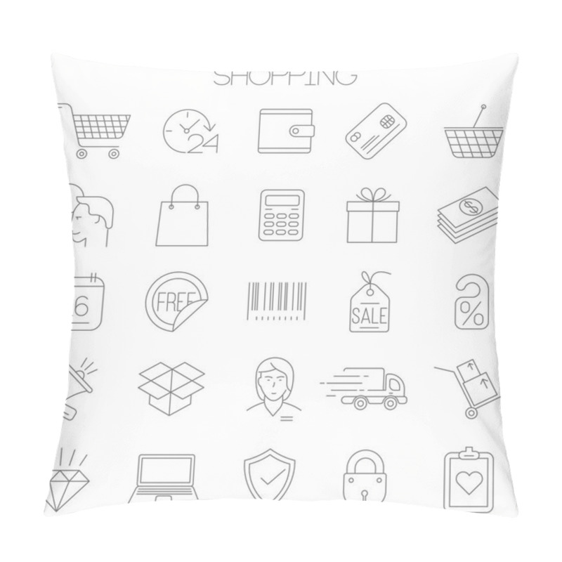 Personality  Thin Line Vector Online Store Sopping Icon Set.  Pillow Covers