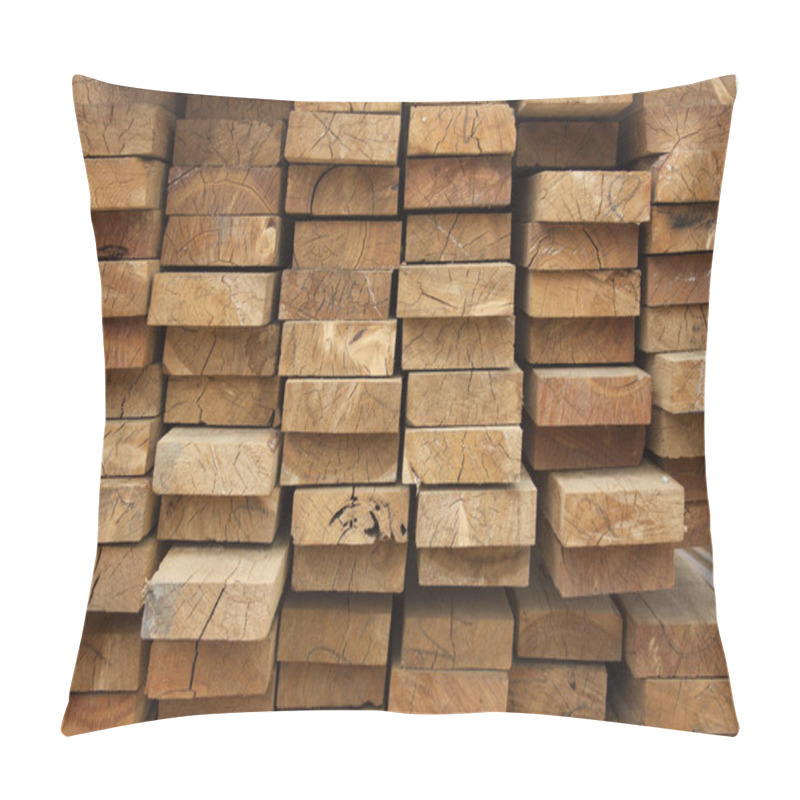 Personality  Lumber Warehouse. Wooden Boards Are Stacked. Wood Texture Pillow Covers