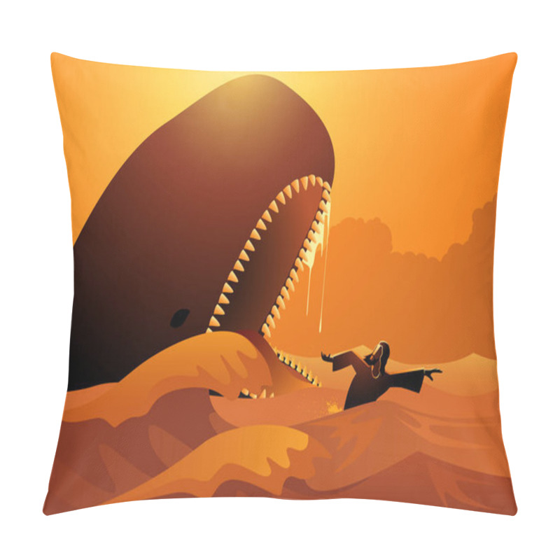 Personality  Religion Vector Illustration Series, Jonah And The Whale Pillow Covers