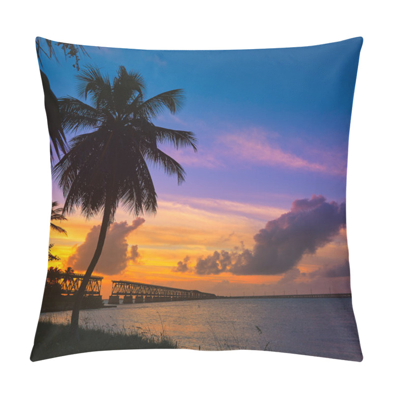 Personality  Florida Keys Old Bridge Sunset At Bahia Honda Pillow Covers