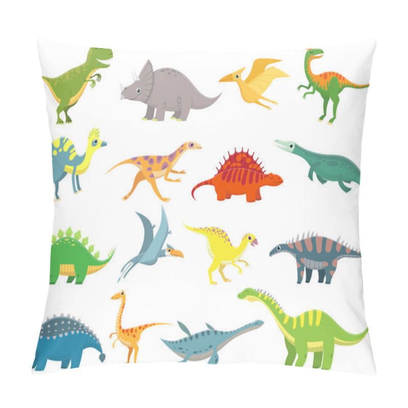 Personality  Cute Baby Dinosaur. Dinosaurs Dragon And Funny Dino Character. Fantasy Cartoon Dinosaurs Vector Illustration Set Pillow Covers