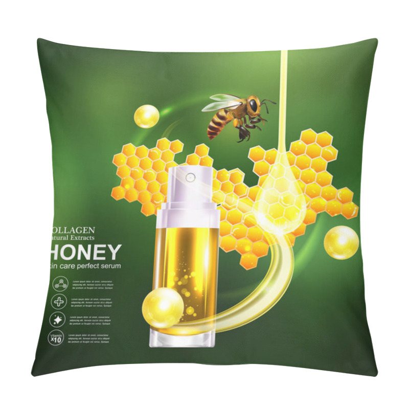 Personality  Collagen And Vitamin For Skin Concept Bees And Honey Vector Pillow Covers