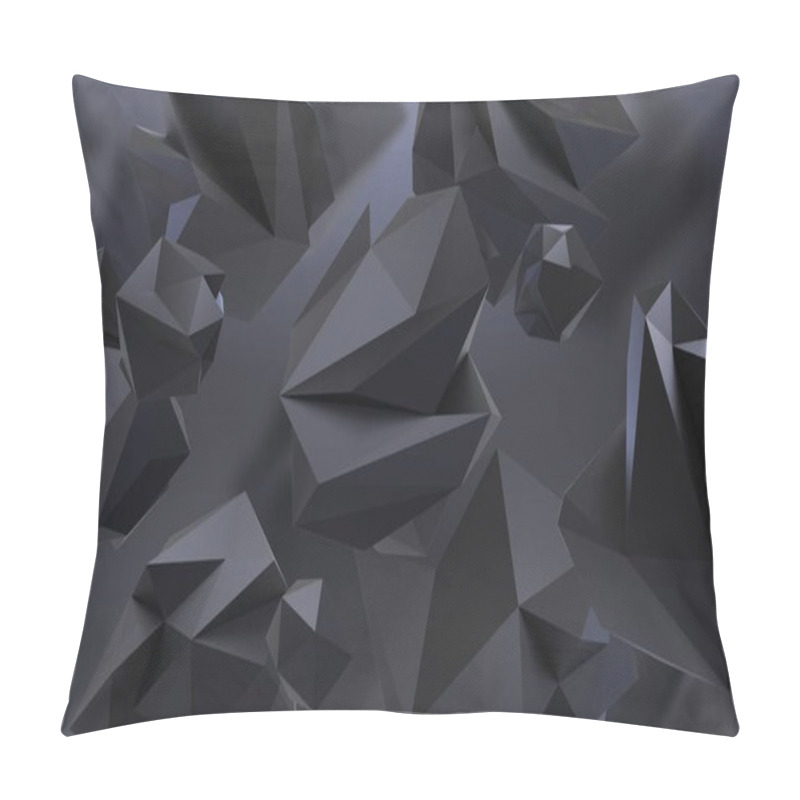 Personality  Abstract Background With Geometric Shape From Triangular Faces. Chaotic Composition Of Low Poly Elements. 3d Render Picture. Pillow Covers