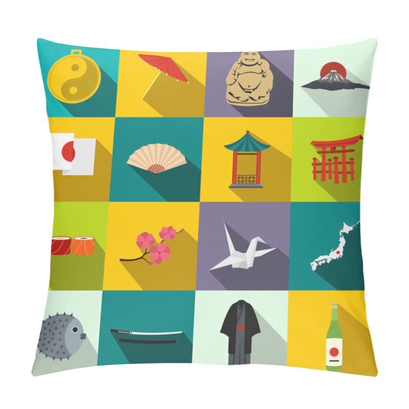 Personality  Japan Icons Set Flat Pillow Covers