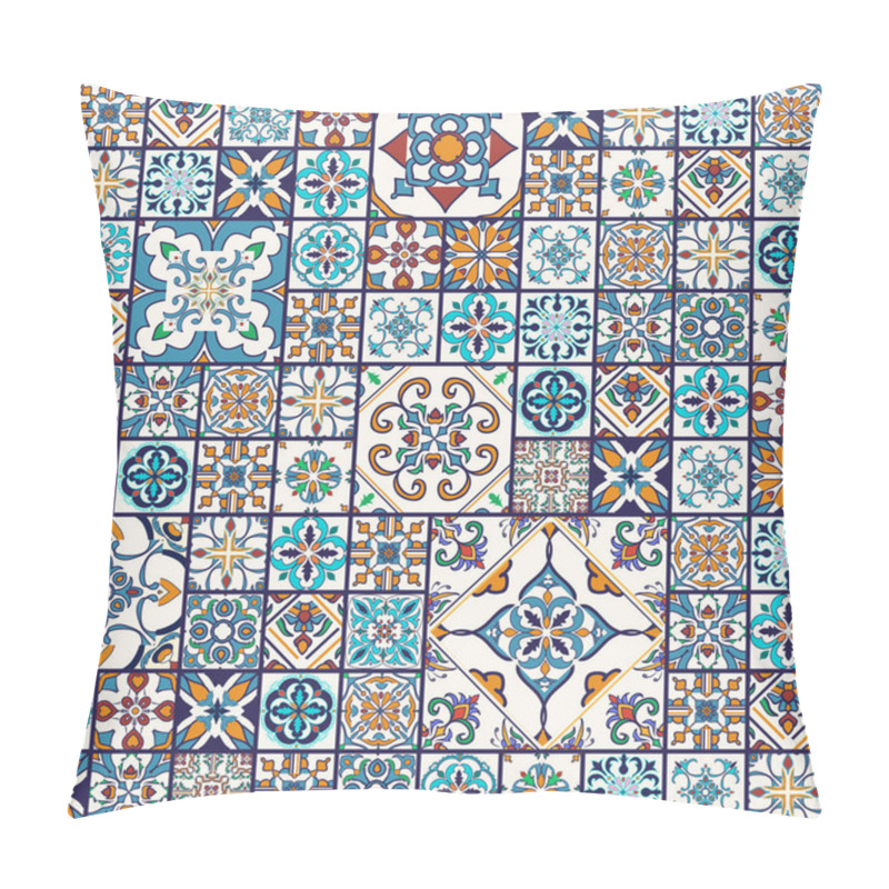 Personality  Vector Seamless Texture. Beautiful Mega Patchwork Pattern For Design And Fashion With Decorative Elements Pillow Covers