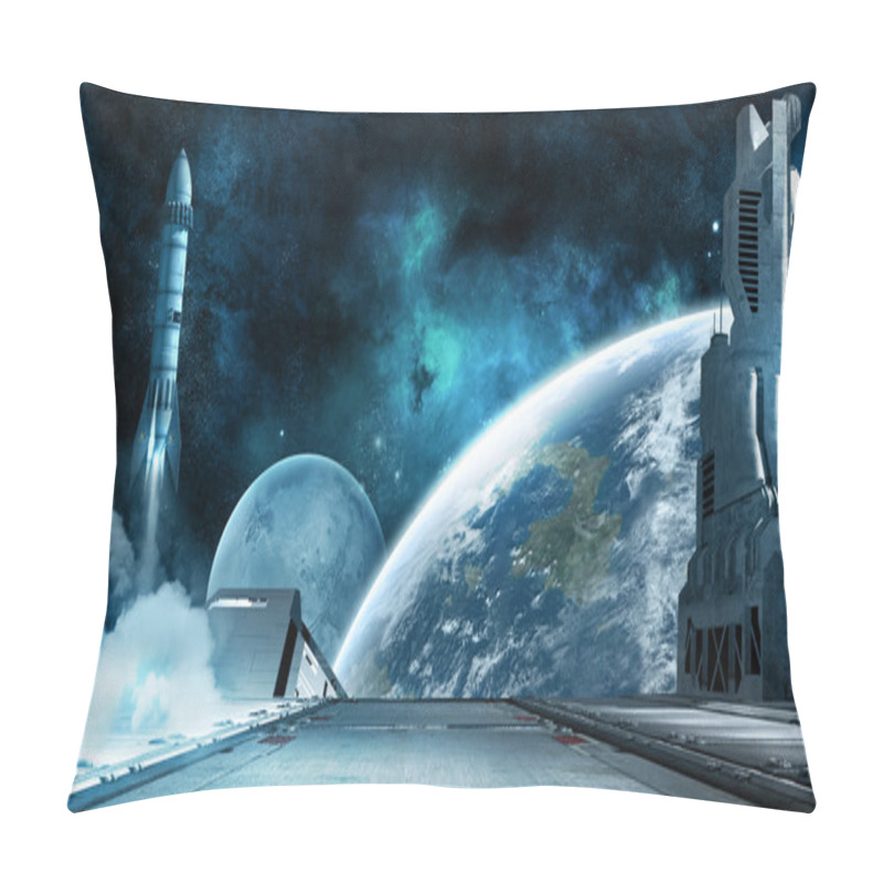 Personality  Rocket Taking Of Space Station Pillow Covers