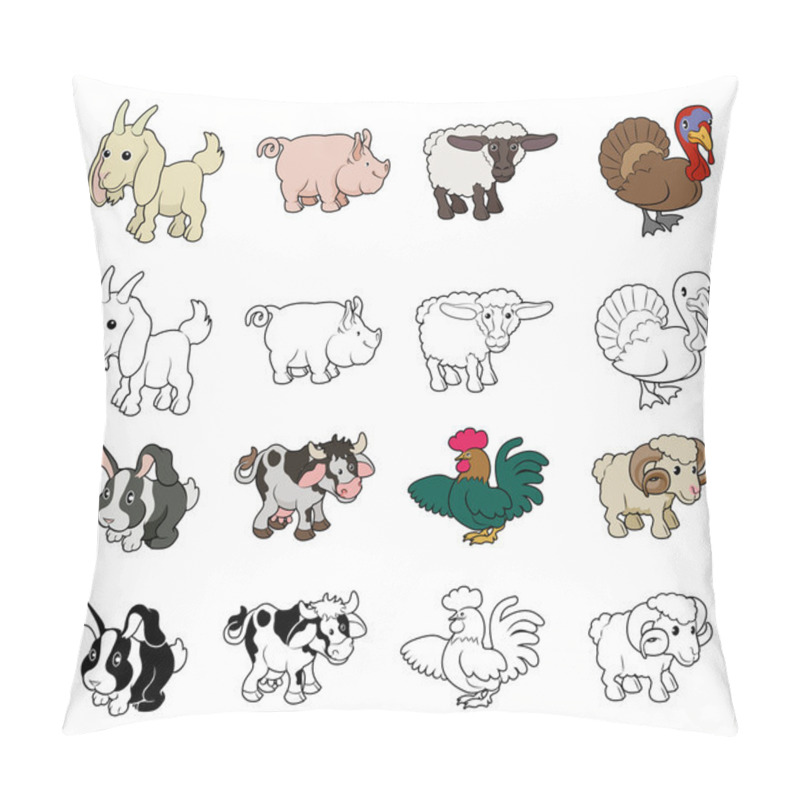 Personality  Cartoon Farm Animal Illustrations Pillow Covers