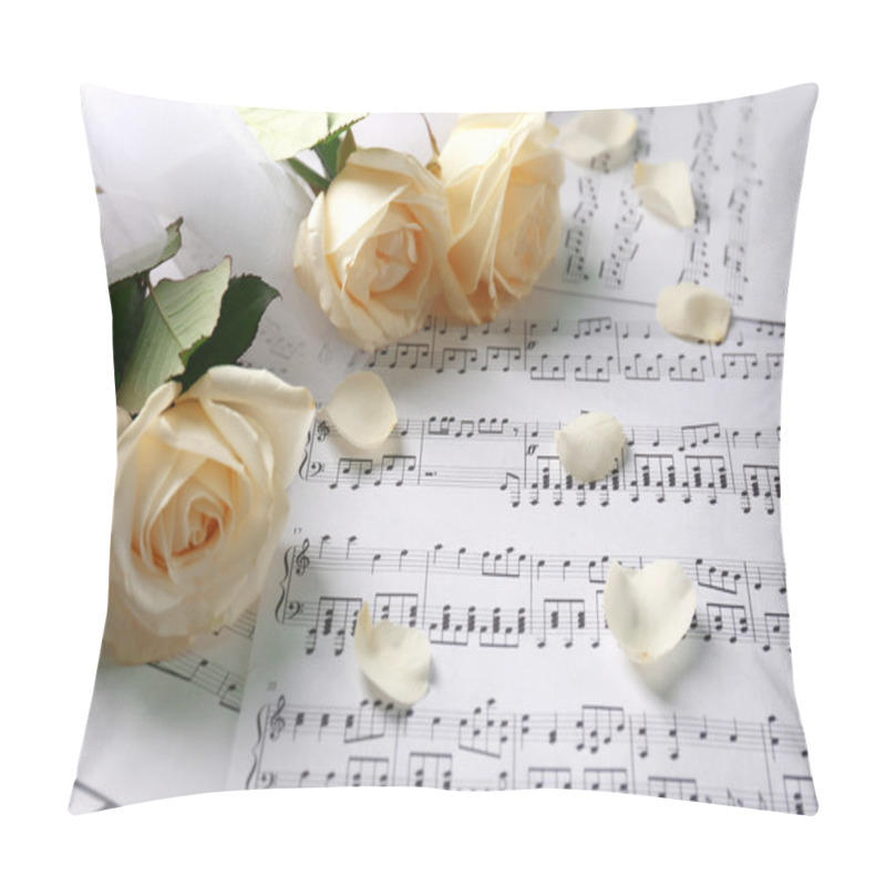 Personality  Beautiful Roses On Music Sheets Pillow Covers