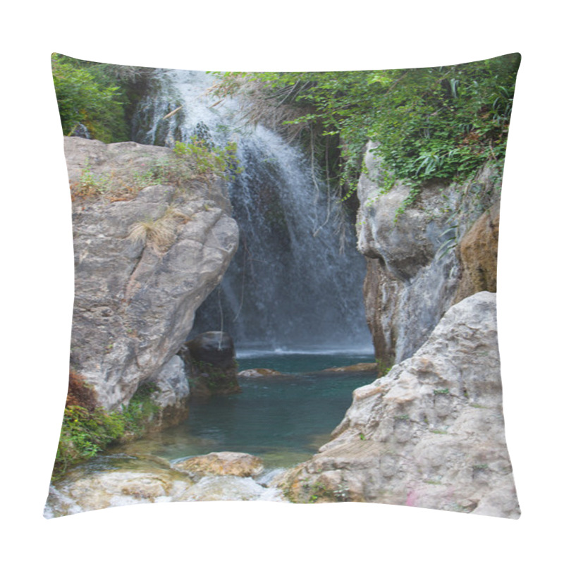 Personality  Tranquil Water Falls With Big Rocks On Side Pillow Covers