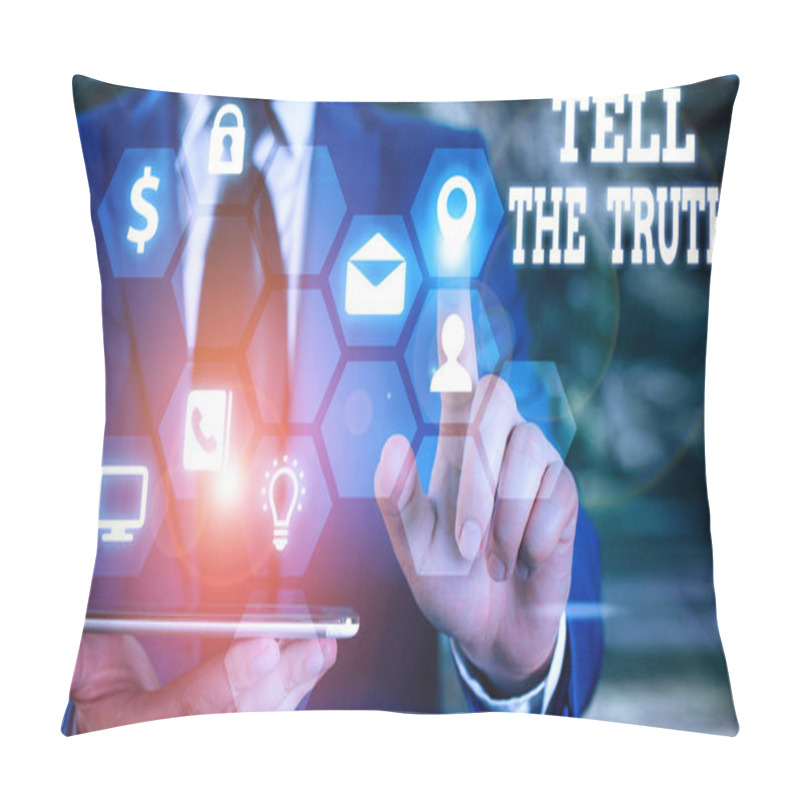 Personality  Handwriting Text Tell The Truth. Concept Meaning Confess Some Demonstratingal Fact That Someone Wants Keeps Hidden. Pillow Covers