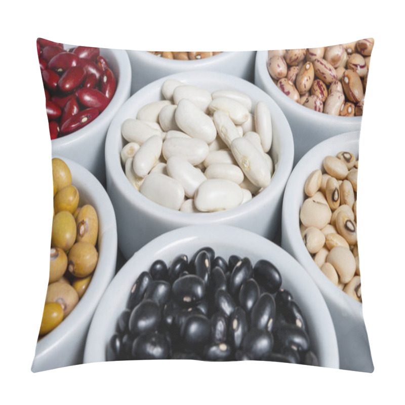 Personality  Varieties Of Beans On Gray Background. Pillow Covers