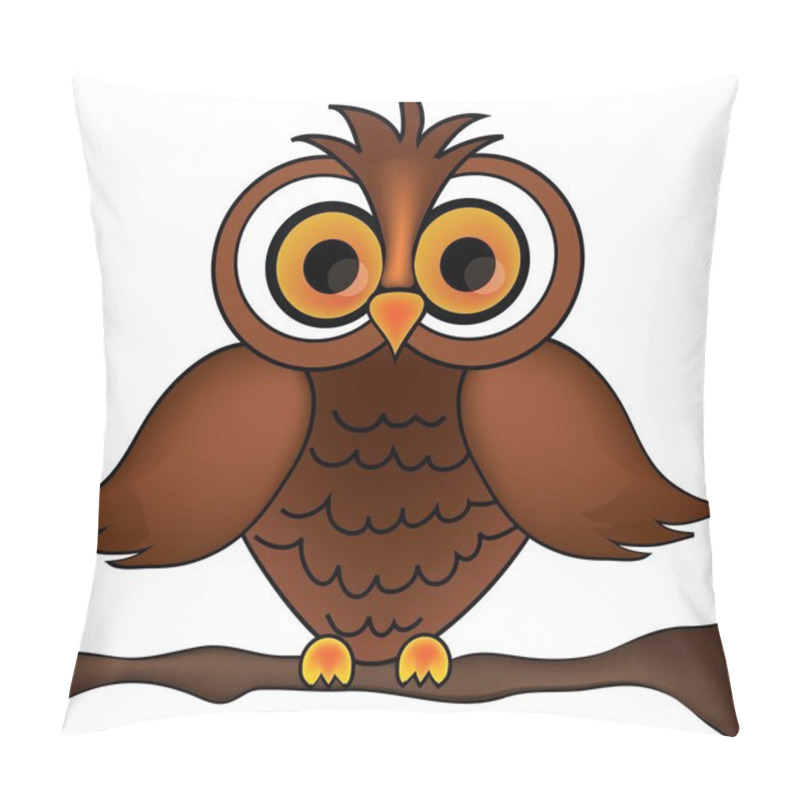 Personality  Clip Art Illustration Of A Cartoon Owl On A Branch Pillow Covers