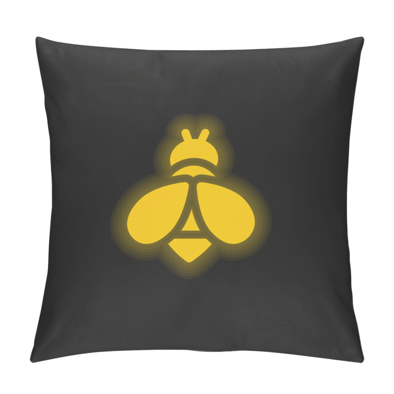 Personality  Bee Yellow Glowing Neon Icon Pillow Covers