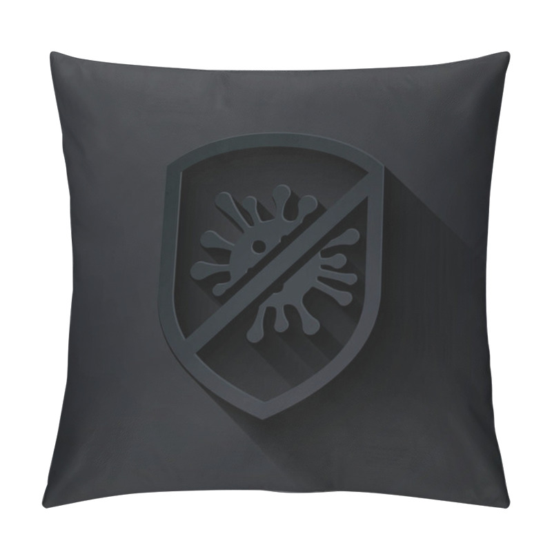 Personality  Paper Cut Stop Virus, Bacteria, Germs And Microbe Icon Isolated On Black Background. Antibacterial And Antiviral Defence, Protection Infection. Paper Art Style. Vector Illustration Pillow Covers