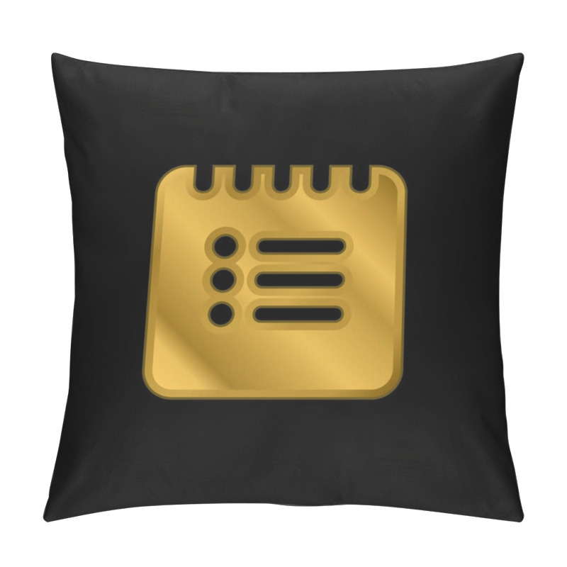 Personality  Black List Square Interface Symbol Gold Plated Metalic Icon Or Logo Vector Pillow Covers