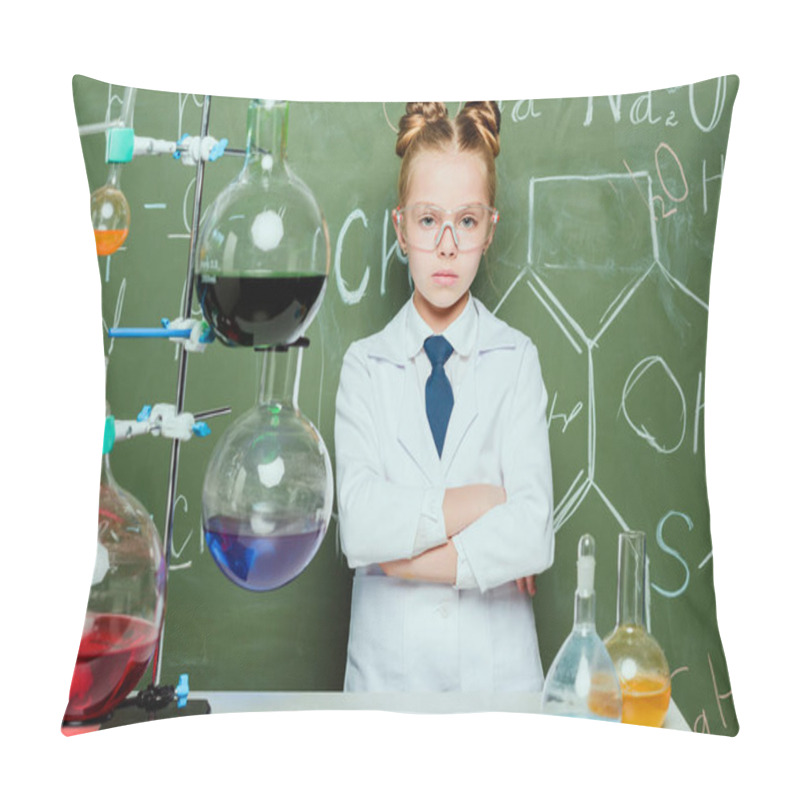 Personality  Girl In Lab Coat And Protective Glasses Pillow Covers