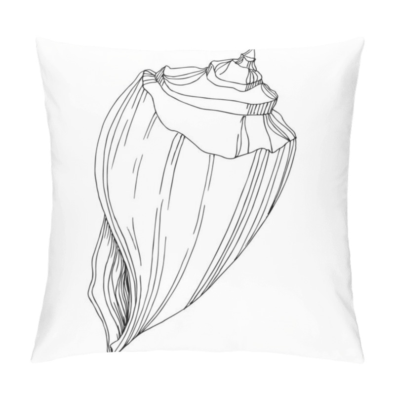 Personality  Vector Summer Beach Seashell Tropical Elements. Black And White  Pillow Covers