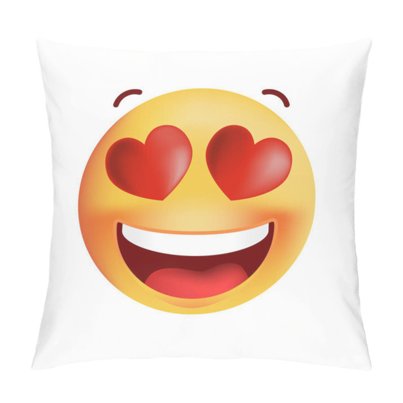 Personality  Cute In Love Emoticon On White Background. Isolated Vector Illustration  Pillow Covers