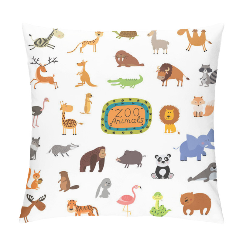 Personality  Set Of Cute Animals Isolated On White Background Pillow Covers