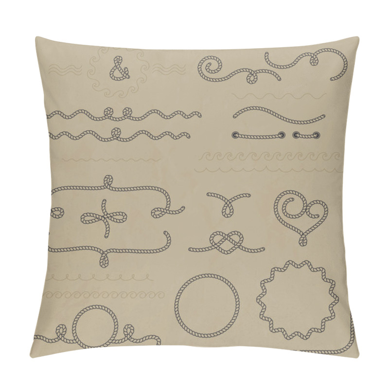 Personality  Vector Set Nautical Elements Of The Rope. Pillow Covers