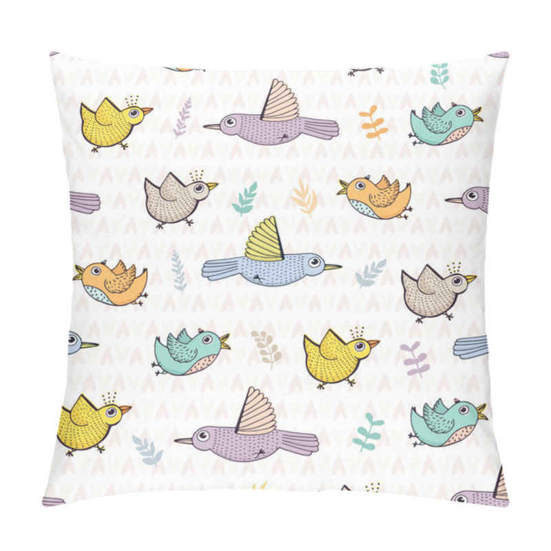 Personality  Cute Hand Drawn Seamless Pattern With Birds Pillow Covers