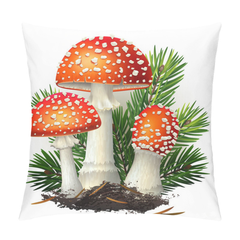 Personality  Vector Illustration - Amanita Mushrooms Set Isolated On White Background. EPS 10 Pillow Covers