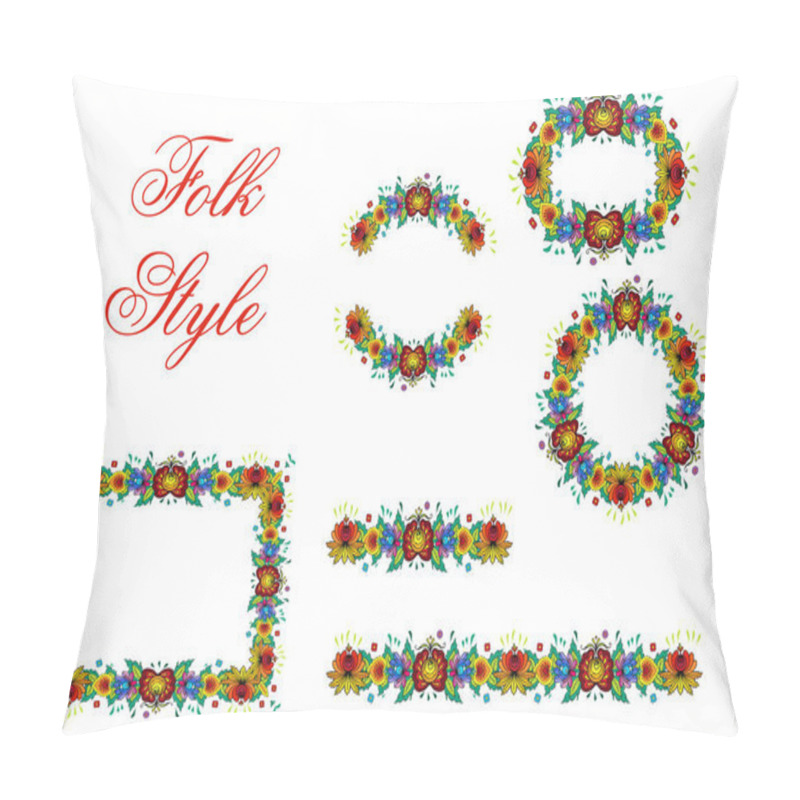 Personality  Set Of Folksy Floral Ornaments - Russian Folk Fashion Garland - Vector Vignettes Pillow Covers