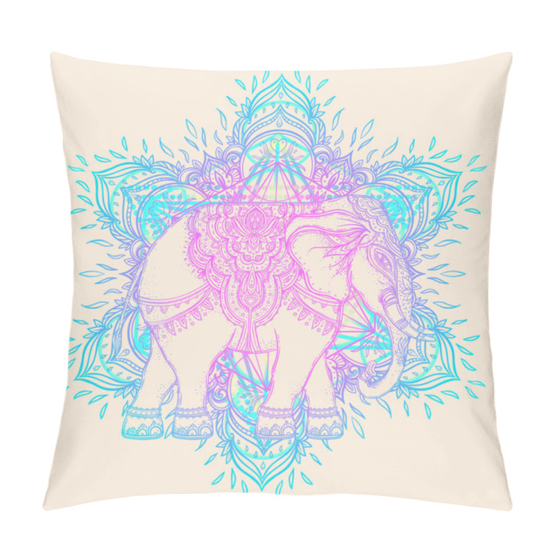 Personality  Tribal Style Elephant Over Mandala  Pillow Covers