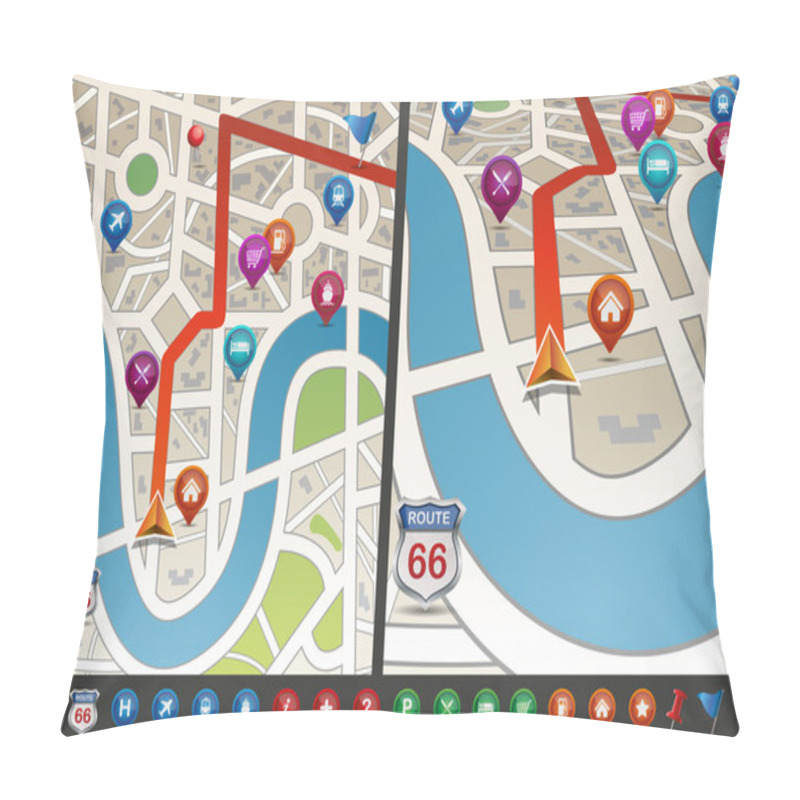 Personality  Navigational Map With Icons. Pillow Covers